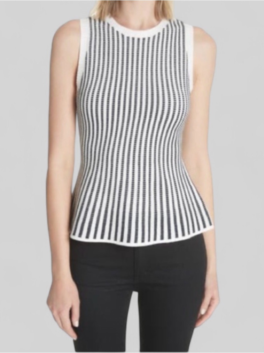 Theory Knit sleeveless Sweater White/Black Striped size Small-Like New